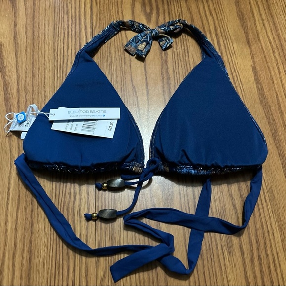 NWT Bleu Rod Beattie By The Sea Halter Triangle Top Navy Multi Size 12 - Picture 5 of 6